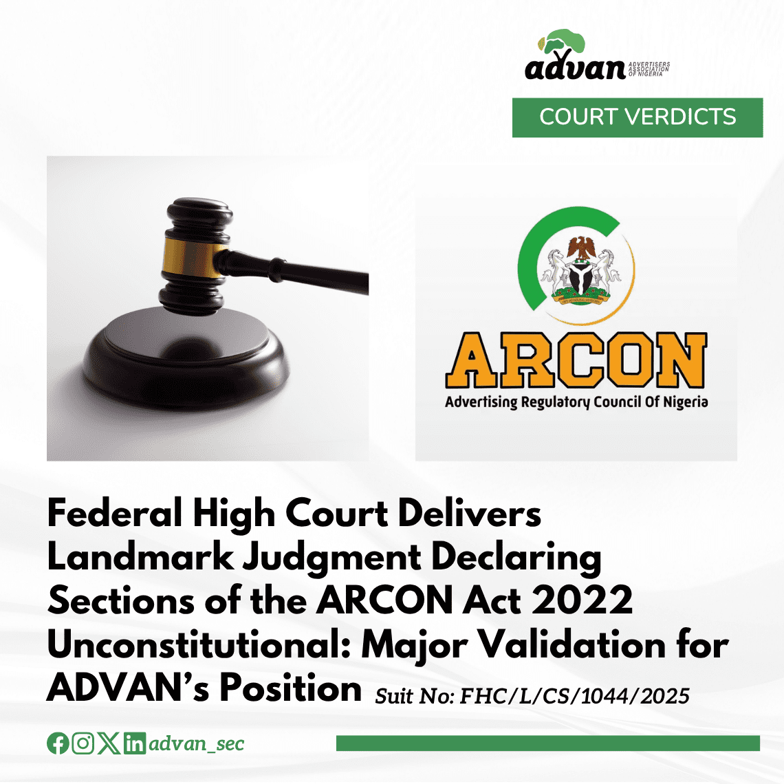 FHC Delivers Landmark Judgment Declaring Sections of the ARCON Act 2022 Unconstitutional